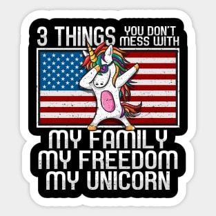 Dabbing Unicorn American Flag Sticker